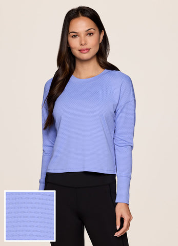  RBX Women's Long Sleeve French Terry Yoga Top with