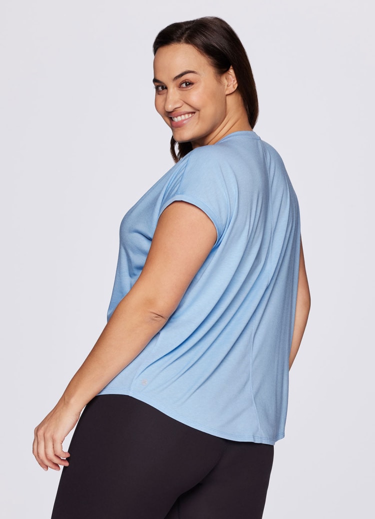 RBX Active Women's Plus Size Yoga V-Neck Soft Jersey Tee