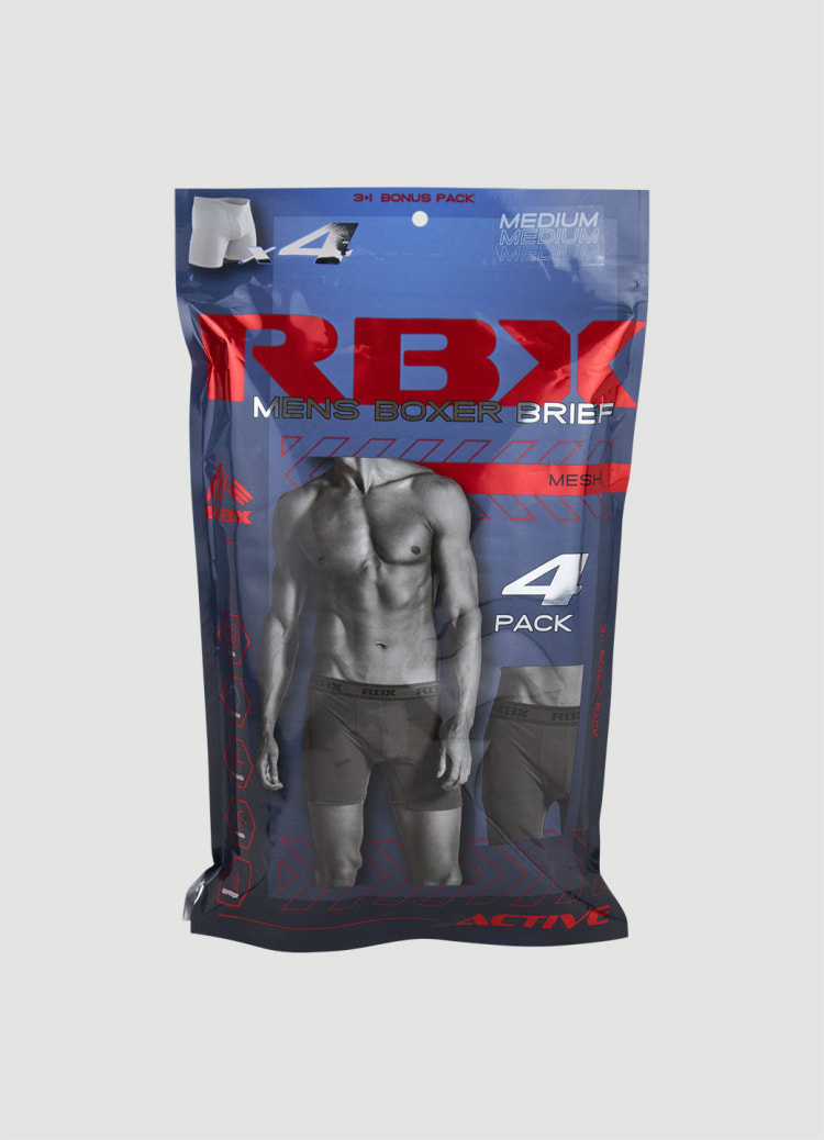 Men's Quick Dry Boxer Briefs 4-Pack - RBX Active