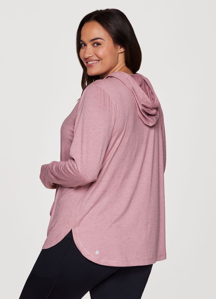  RBX Activewear Long Sleeve Pink Hoodies for Women