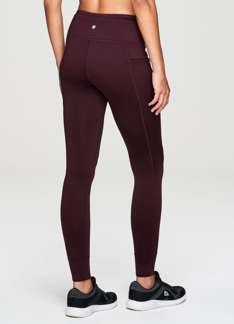 RBX Active Women's Fleece Lined Legging Drawstring Waist Fitted Jogger  Black Cherry S at  Women's Clothing store